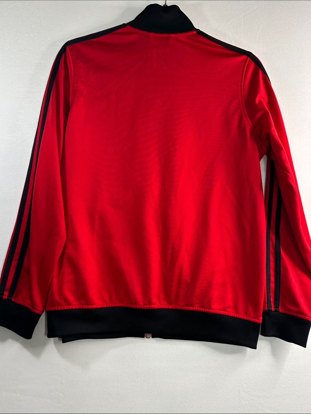 Adidas red black 3-stripes youth track jacket stand up collar  full zip closure - Picture 14 of 15